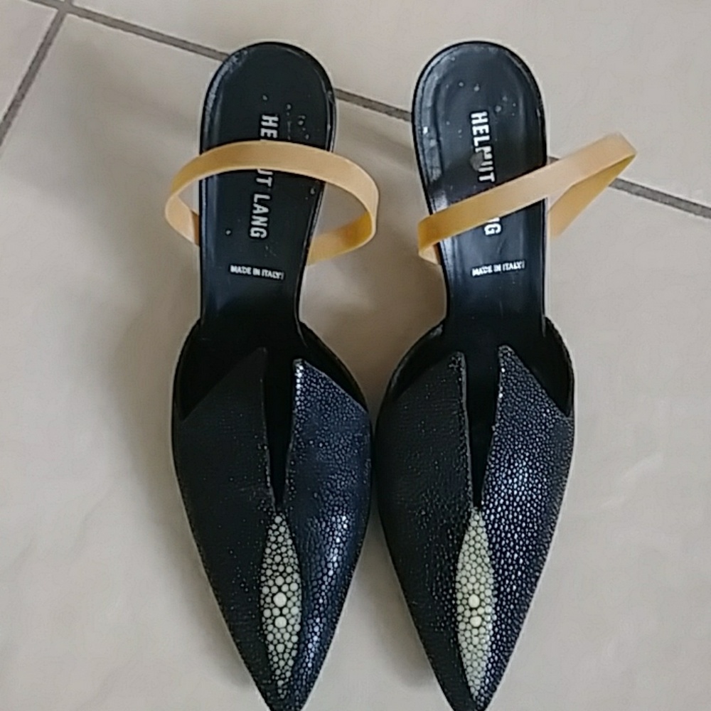 Helmut Lang brand new Stingray skin and leather sh